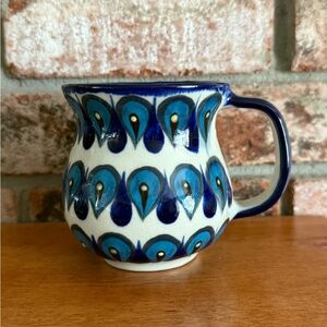 Ken Edward Mayan Pottery Handcrafted Blue and White Ceramic  Mug